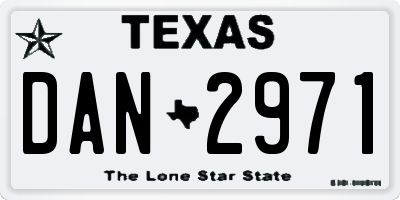 TX license plate DAN2971