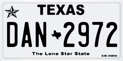 TX license plate DAN2972
