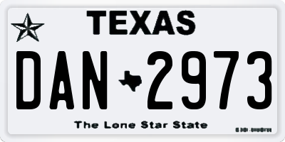 TX license plate DAN2973