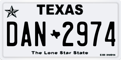 TX license plate DAN2974