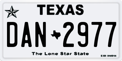 TX license plate DAN2977