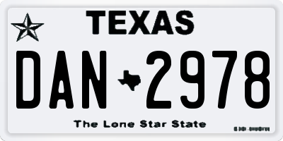 TX license plate DAN2978