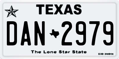 TX license plate DAN2979