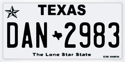 TX license plate DAN2983