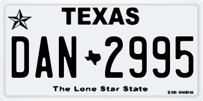 TX license plate DAN2995
