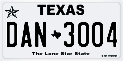 TX license plate DAN3004
