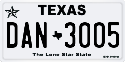TX license plate DAN3005