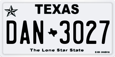 TX license plate DAN3027