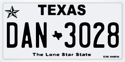 TX license plate DAN3028