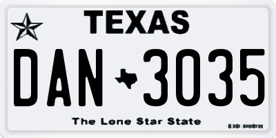TX license plate DAN3035
