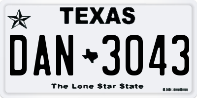 TX license plate DAN3043