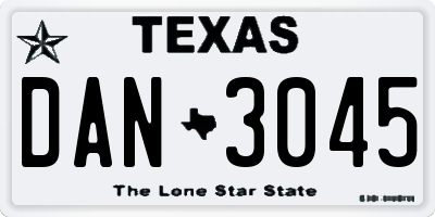 TX license plate DAN3045