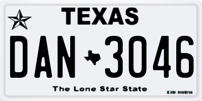 TX license plate DAN3046