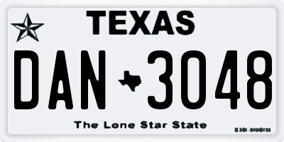 TX license plate DAN3048