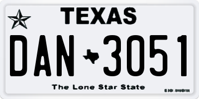 TX license plate DAN3051