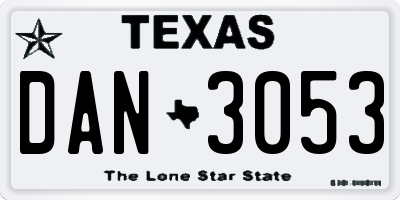 TX license plate DAN3053