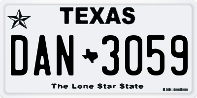 TX license plate DAN3059