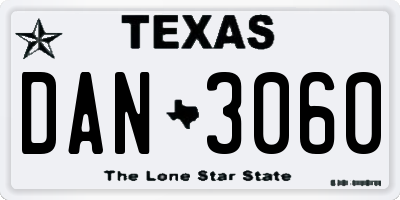 TX license plate DAN3060