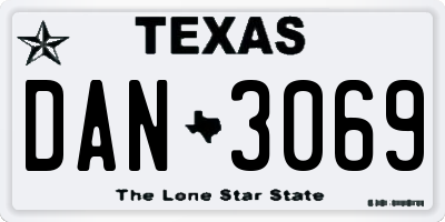 TX license plate DAN3069