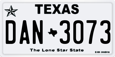TX license plate DAN3073