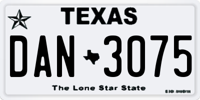 TX license plate DAN3075