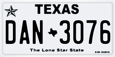 TX license plate DAN3076