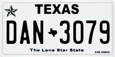 TX license plate DAN3079