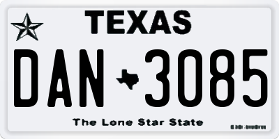 TX license plate DAN3085