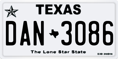 TX license plate DAN3086
