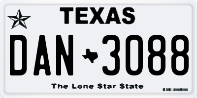 TX license plate DAN3088
