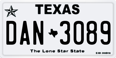 TX license plate DAN3089