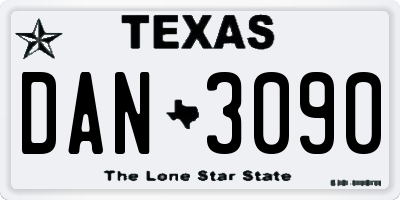 TX license plate DAN3090