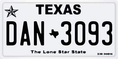 TX license plate DAN3093