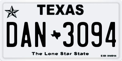 TX license plate DAN3094