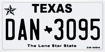 TX license plate DAN3095