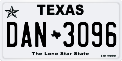 TX license plate DAN3096