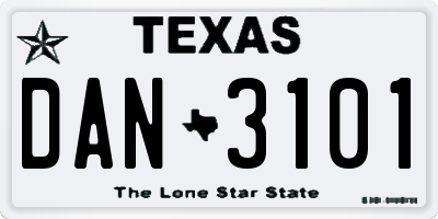TX license plate DAN3101