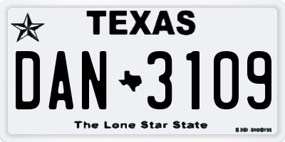 TX license plate DAN3109