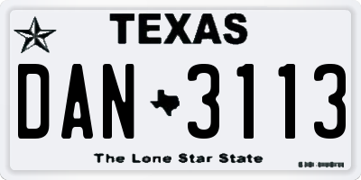 TX license plate DAN3113