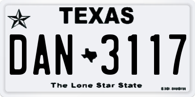 TX license plate DAN3117