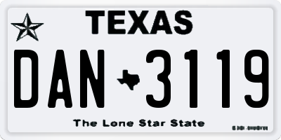 TX license plate DAN3119