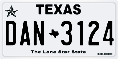 TX license plate DAN3124
