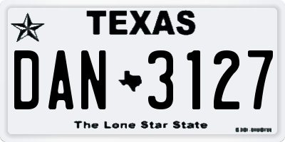 TX license plate DAN3127