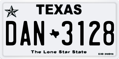 TX license plate DAN3128