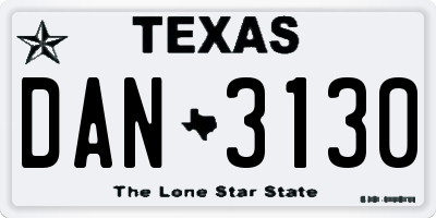 TX license plate DAN3130