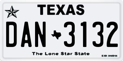 TX license plate DAN3132