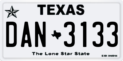 TX license plate DAN3133