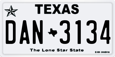 TX license plate DAN3134