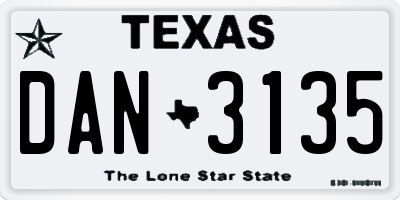 TX license plate DAN3135