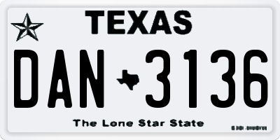TX license plate DAN3136